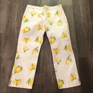 Tommy Hilfiger Lemon Print Cropped Pants Size 10